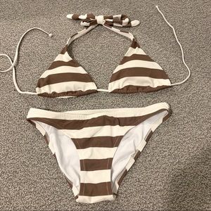 Victoria’s Secret Striped Bikini Brown/White